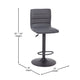 Gray Vinyl/Black Frame |#| Gray Vinyl Adjustable Height Barstool w/ Horizontal Stitch Back & Black Base