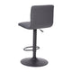 Gray Vinyl/Black Frame |#| Gray Vinyl Adjustable Height Barstool w/ Horizontal Stitch Back & Black Base