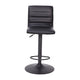 Black Vinyl/Black Frame |#| Black Vinyl Adjustable Height Barstool w/ Horizontal Stitch Back & Black Base