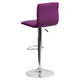 Purple Vinyl/Chrome Frame |#| Purple Vinyl Adjustable Height Barstool w/ Horizontal Stitch Back & Chrome Base