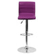 Purple Vinyl/Chrome Frame |#| Purple Vinyl Adjustable Height Barstool w/ Horizontal Stitch Back & Chrome Base