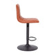 Cognac Vinyl/Black Frame |#| Cognac Vinyl Adjustable Height Barstool w/ Horizontal Stitch Back & Black Base