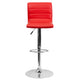 Red Vinyl/Chrome Frame |#| Red Vinyl Adjustable Height Barstool w/ Horizontal Stitch Back & Chrome Base