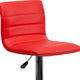 Red Vinyl/Chrome Frame |#| Red Vinyl Adjustable Height Barstool w/ Horizontal Stitch Back & Chrome Base