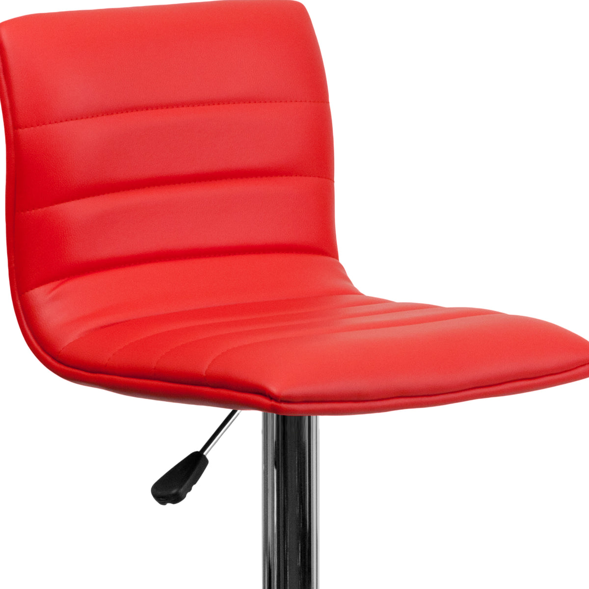 Red Vinyl/Chrome Frame |#| Red Vinyl Adjustable Height Barstool w/ Horizontal Stitch Back & Chrome Base