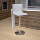 White Vinyl/Chrome Frame |#| White Vinyl Adjustable Height Barstool w/ Horizontal Stitch Back & Chrome Base