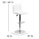 White Vinyl/Chrome Frame |#| White Vinyl Adjustable Height Barstool w/ Horizontal Stitch Back & Chrome Base