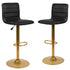 Modern Vinyl Adjustable Height Barstool with Horizontal Stitch Back, Set of 2