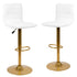 Modern Vinyl Adjustable Height Barstool with Horizontal Stitch Back, Set of 2