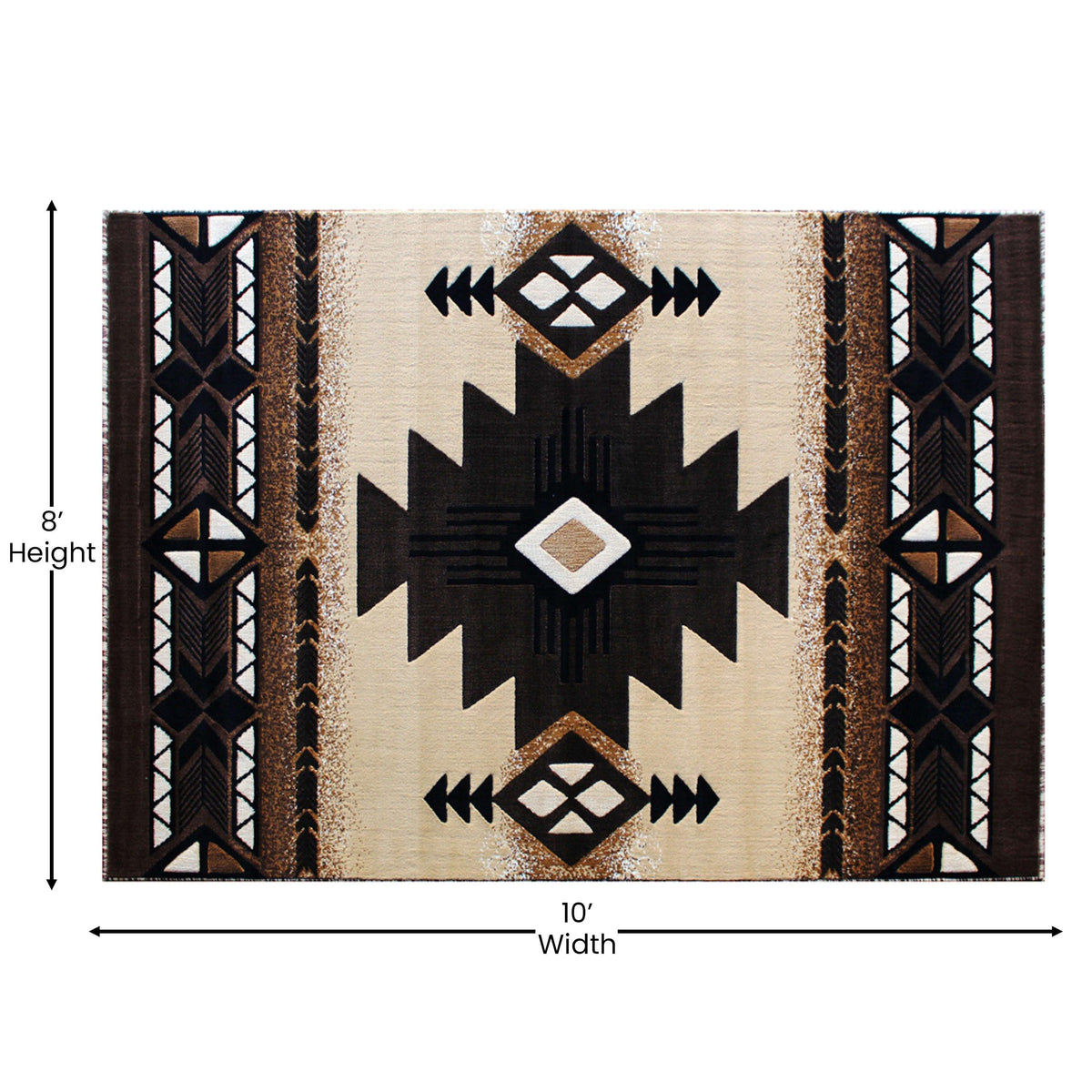 Brown,8' x 10' |#| Traditional Southwestern Style Brown Olefin Fiber Area Rug - 8' x 10'