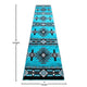 Turquoise,2' x 11' |#| Traditional Southwestern Style Turquoise Olefin Fiber Area Rug - 2' x 11'