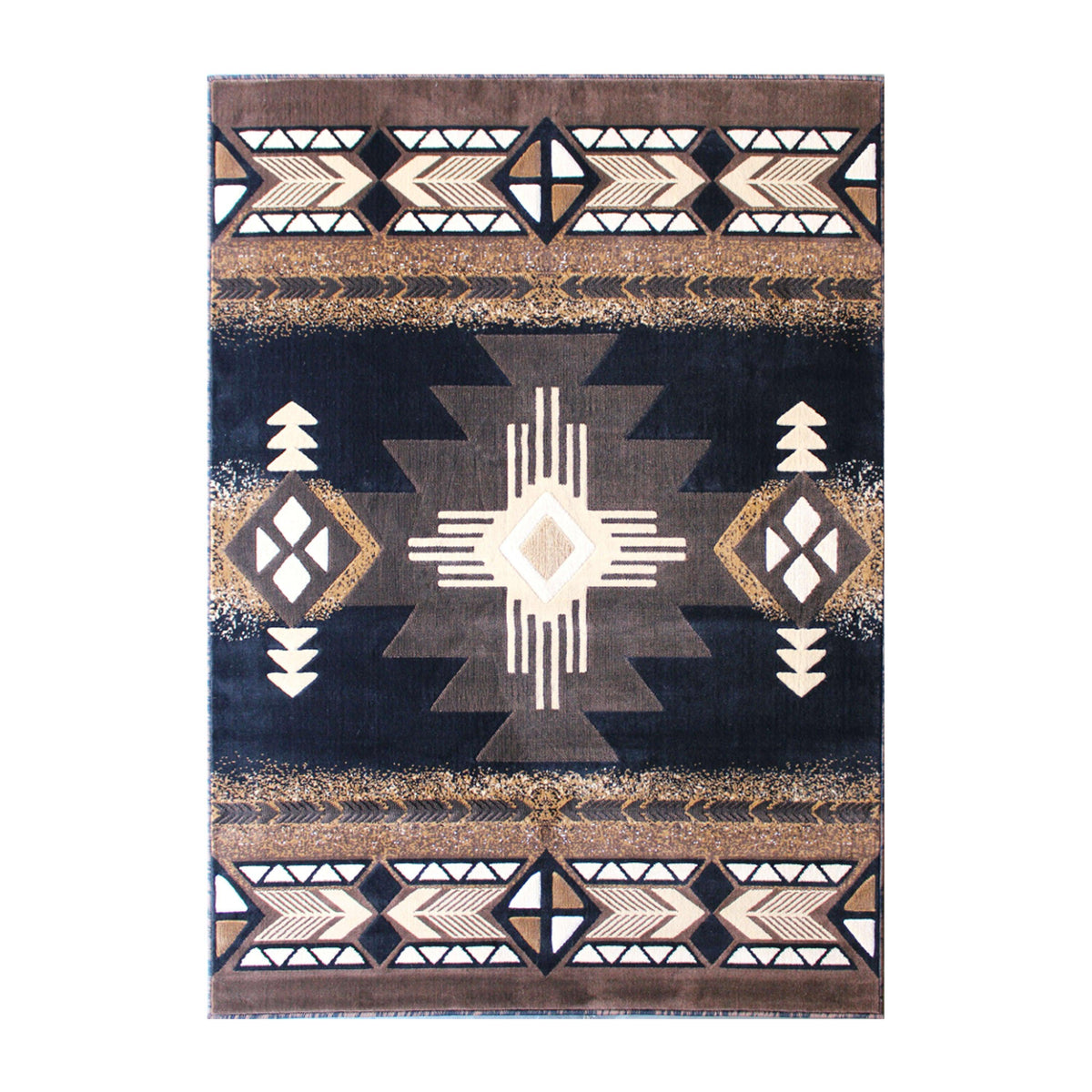 Black,5' x 7' |#| Traditional Southwestern Style Black Olefin Fiber Area Rug - 5' x 7'