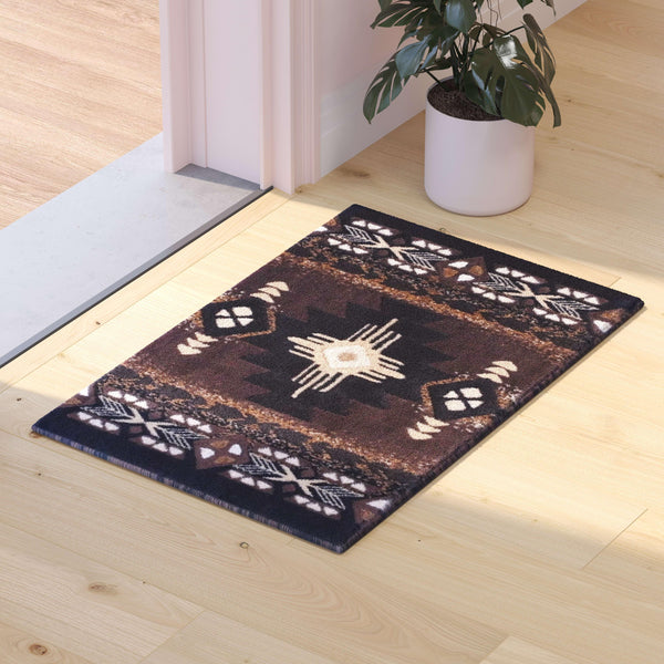 Chocolate,2' x 3' |#| Traditional Southwestern Style Chocolate Olefin Fiber Area Rug - 2' x 3'