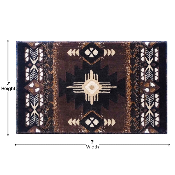 Chocolate,2' x 3' |#| Traditional Southwestern Style Chocolate Olefin Fiber Area Rug - 2' x 3'