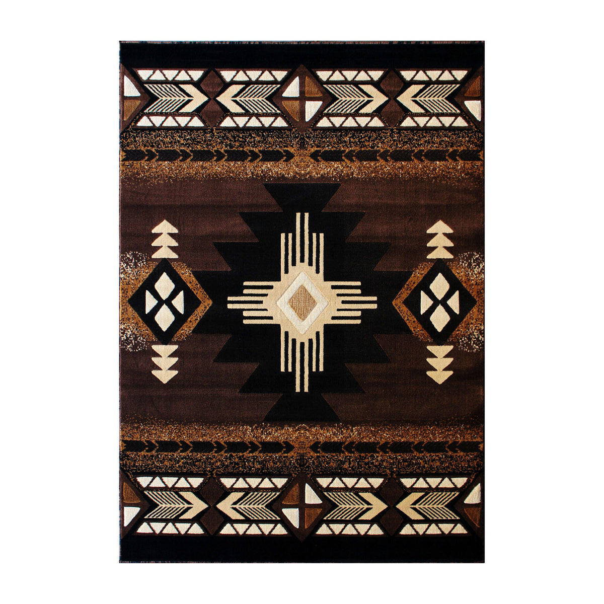 Chocolate,5' x 7' |#| Traditional Southwestern Style Chocolate Olefin Fiber Area Rug - 5' x 7'