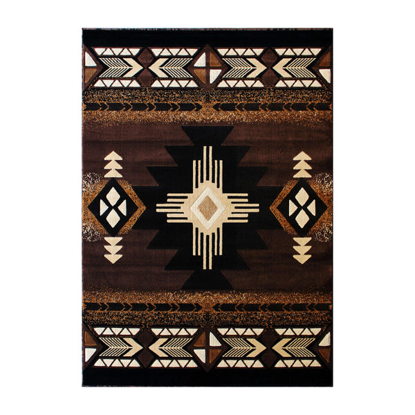 Chocolate,5' x 7' |#| Traditional Southwestern Style Chocolate Olefin Fiber Area Rug - 5' x 7'