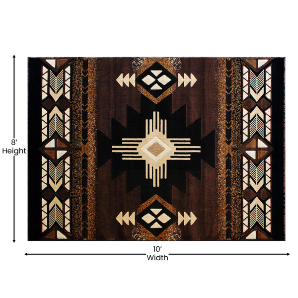 Chocolate,8' x 10' |#| Traditional Southwestern Style Chocolate Olefin Fiber Area Rug - 8' x 10'