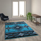 Turquoise,6' x 9' |#| Traditional Southwestern Style Turquoise Olefin Fiber Area Rug - 6' x 9'