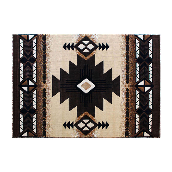 Brown,5' x 7' |#| Traditional Southwestern Style Brown Olefin Fiber Area Rug - 5' x 7'
