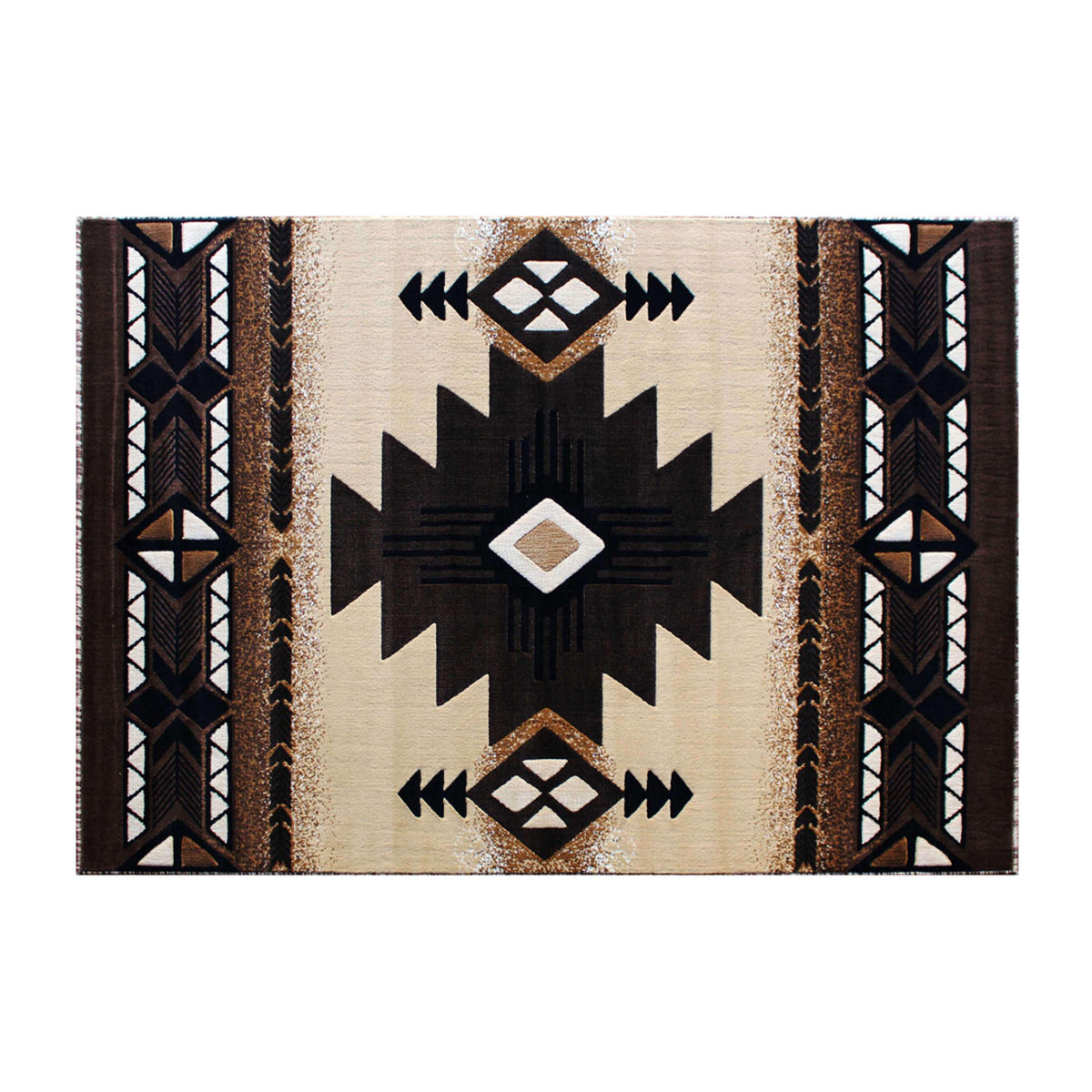 Brown,5' x 7' |#| Traditional Southwestern Style Brown Olefin Fiber Area Rug - 5' x 7'