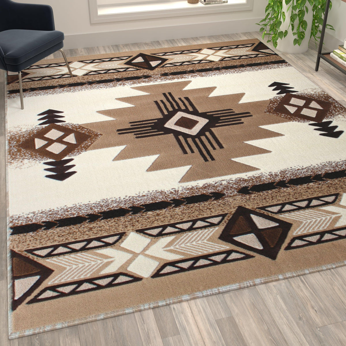 Sage,2' x 7' |#| Traditional Southwestern Style Sage Olefin Fiber Area Rug - 2' x 7'