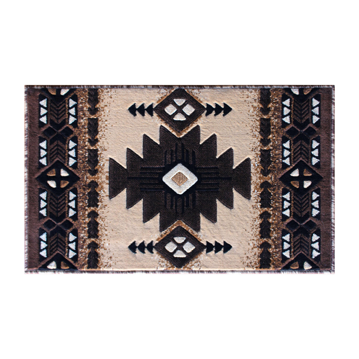 Brown,2' x 3' |#| Traditional Southwestern Style Brown Olefin Fiber Area Rug - 2' x 3'