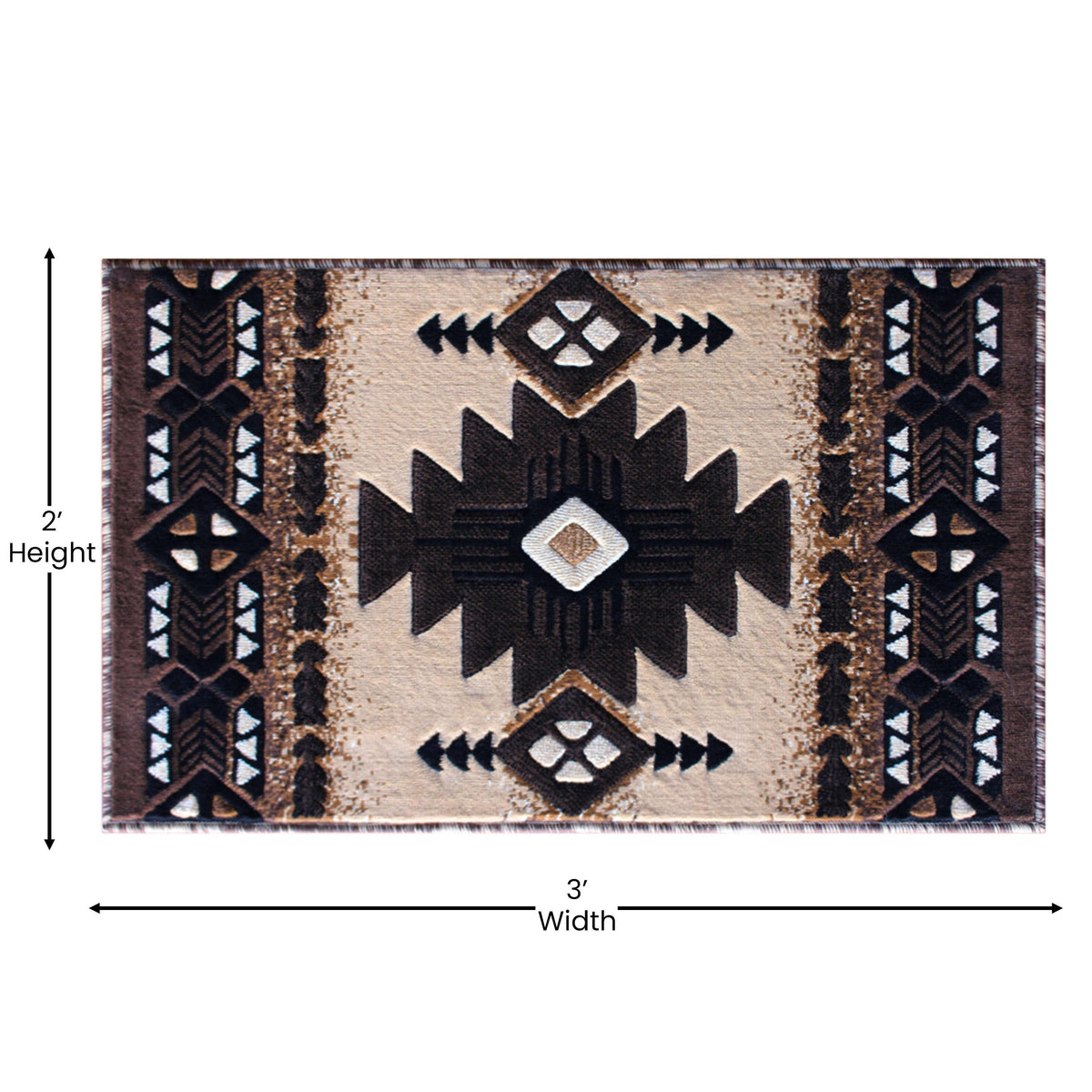 Brown,2' x 3' |#| Traditional Southwestern Style Brown Olefin Fiber Area Rug - 2' x 3'