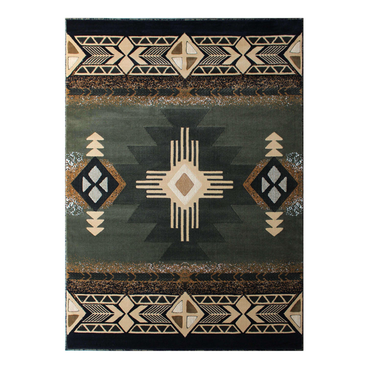 Sage,5' x 7' |#| Traditional Southwestern Style Sage Olefin Fiber Area Rug - 5' x 7'