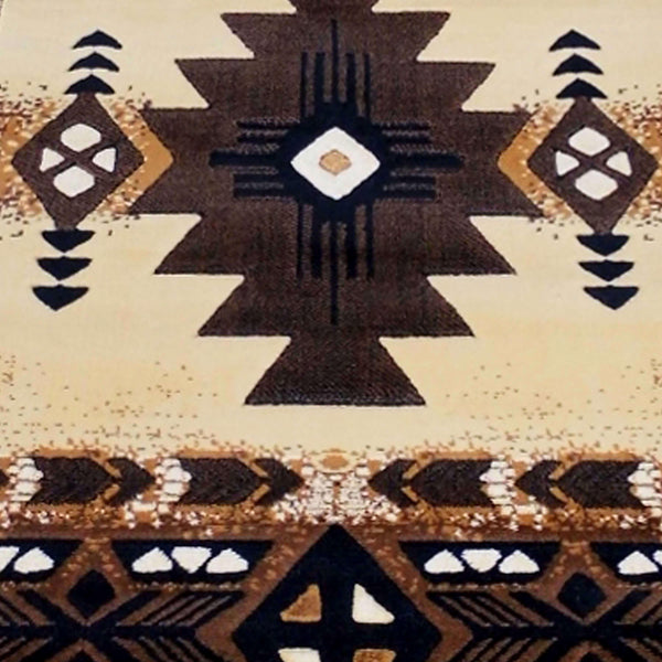 Brown,2' x 7' |#| Traditional Southwestern Style Brown Olefin Fiber Area Rug - 2' x 7'