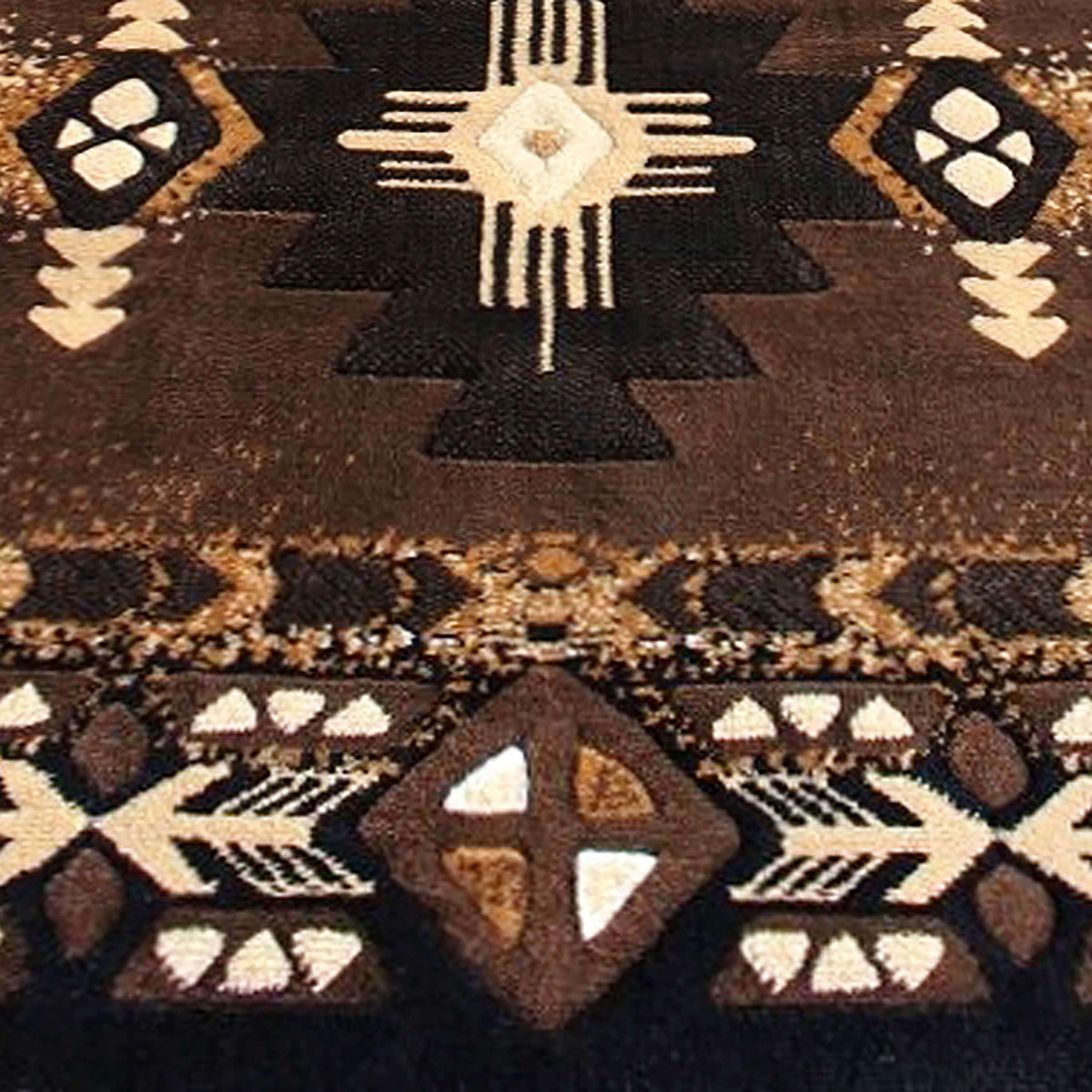 Chocolate,2' x 10' |#| Traditional Southwestern Style Chocolate Olefin Fiber Area Rug - 2' x 10'