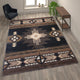 Black,8' x 10' |#| Traditional Southwestern Style Black Olefin Fiber Area Rug - 8' x 10'