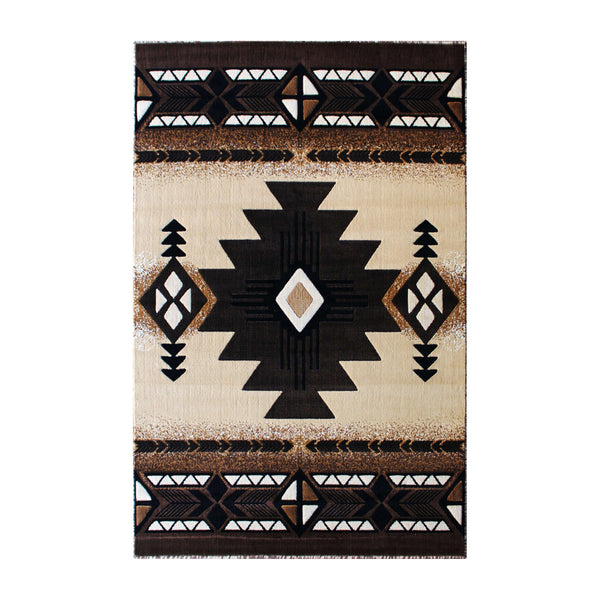 Brown,8' x 10' |#| Traditional Southwestern Style Brown Olefin Fiber Area Rug - 8' x 10'