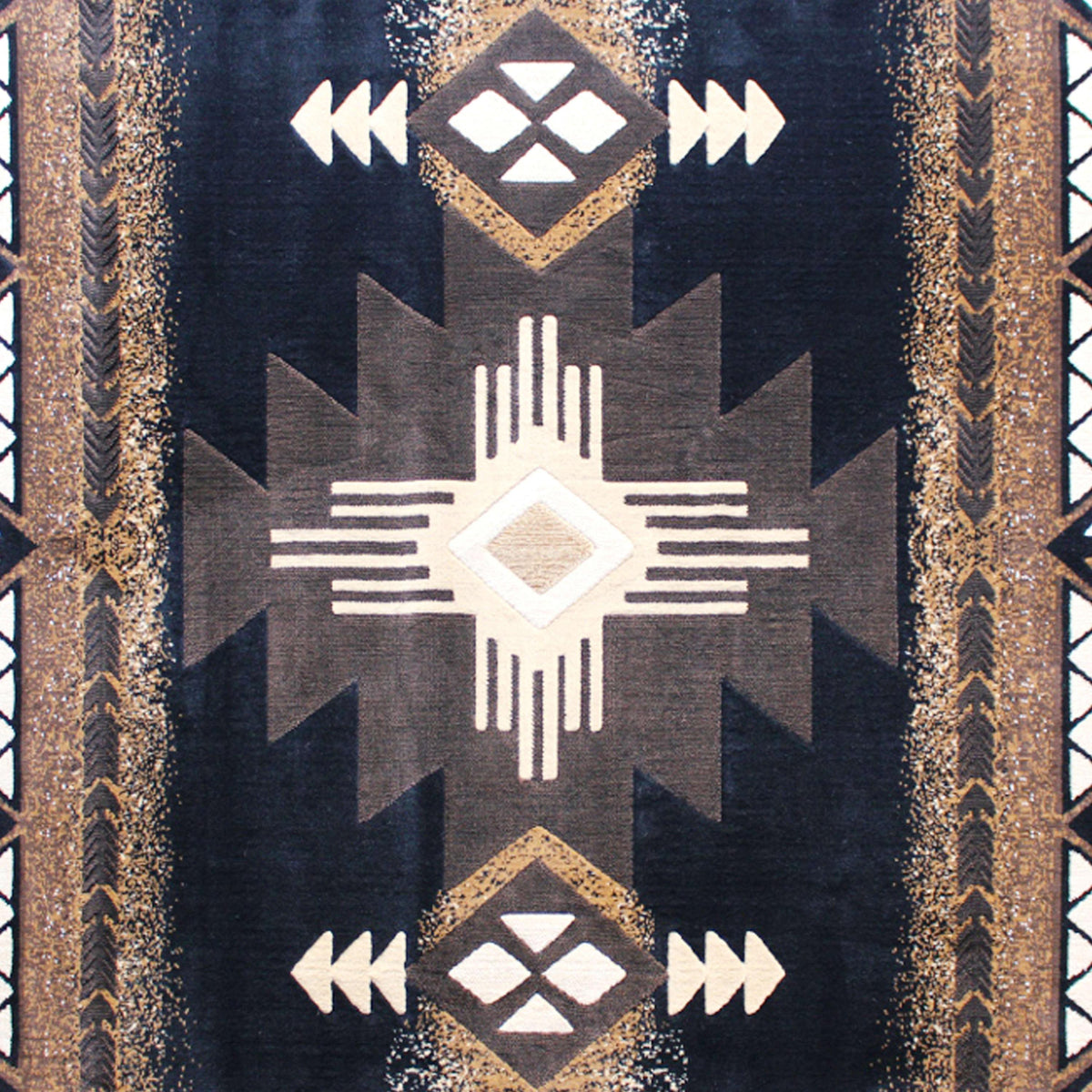 Black,2' x 7' |#| Traditional Southwestern Style Black Olefin Fiber Area Rug - 2' x 7'
