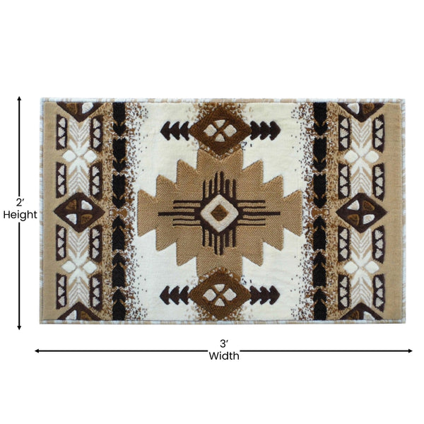 Ivory,2' x 3' |#| Traditional Southwestern Style Ivory Olefin Fiber Area Rug - 2' x 3'