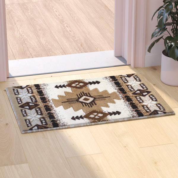 Ivory,2' x 3' |#| Traditional Southwestern Style Ivory Olefin Fiber Area Rug - 2' x 3'