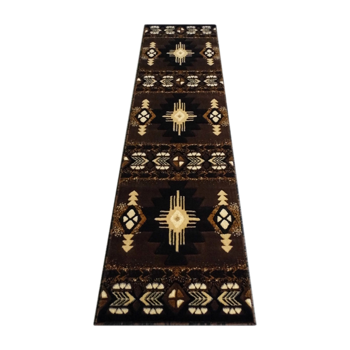 Chocolate,2' x 7' |#| Traditional Southwestern Style Chocolate Olefin Fiber Area Rug - 2' x 7'