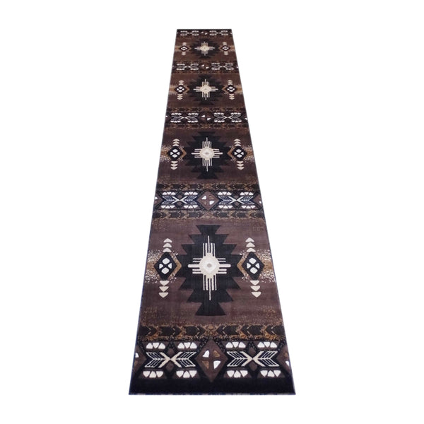 Chocolate,3' x 16' |#| Traditional Southwestern Style Chocolate Olefin Fiber Area Rug - 3' x 16'