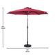 Red |#| Commercial 9 FT 32 LED Light Solar Umbrella with Crank and Tilt Function in Red