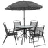 Nantucket 6 Piece Patio Garden Set with Table, Umbrella and 4 Folding Chairs