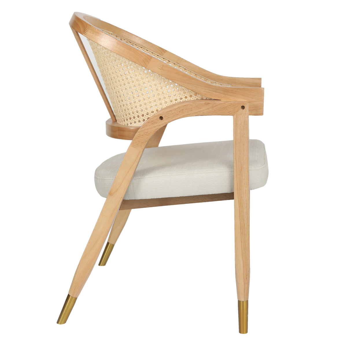Natural |#| Commercial Grade Cane Rattan Dining Chair with Padded Seat - Natural