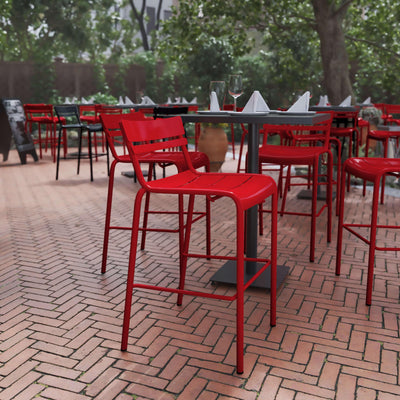 Nash Commercial Grade Metal Indoor-Outdoor Bar Height Stool with 2 Slats - View 2