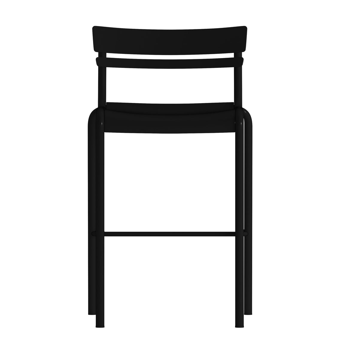 Black |#| Modern Commercial Grade 2 Slat Indoor/Outdoor Steel Bar Stool in Black