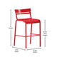 Red |#| Modern Commercial Grade 2 Slat Indoor/Outdoor Steel Bar Stool in Red