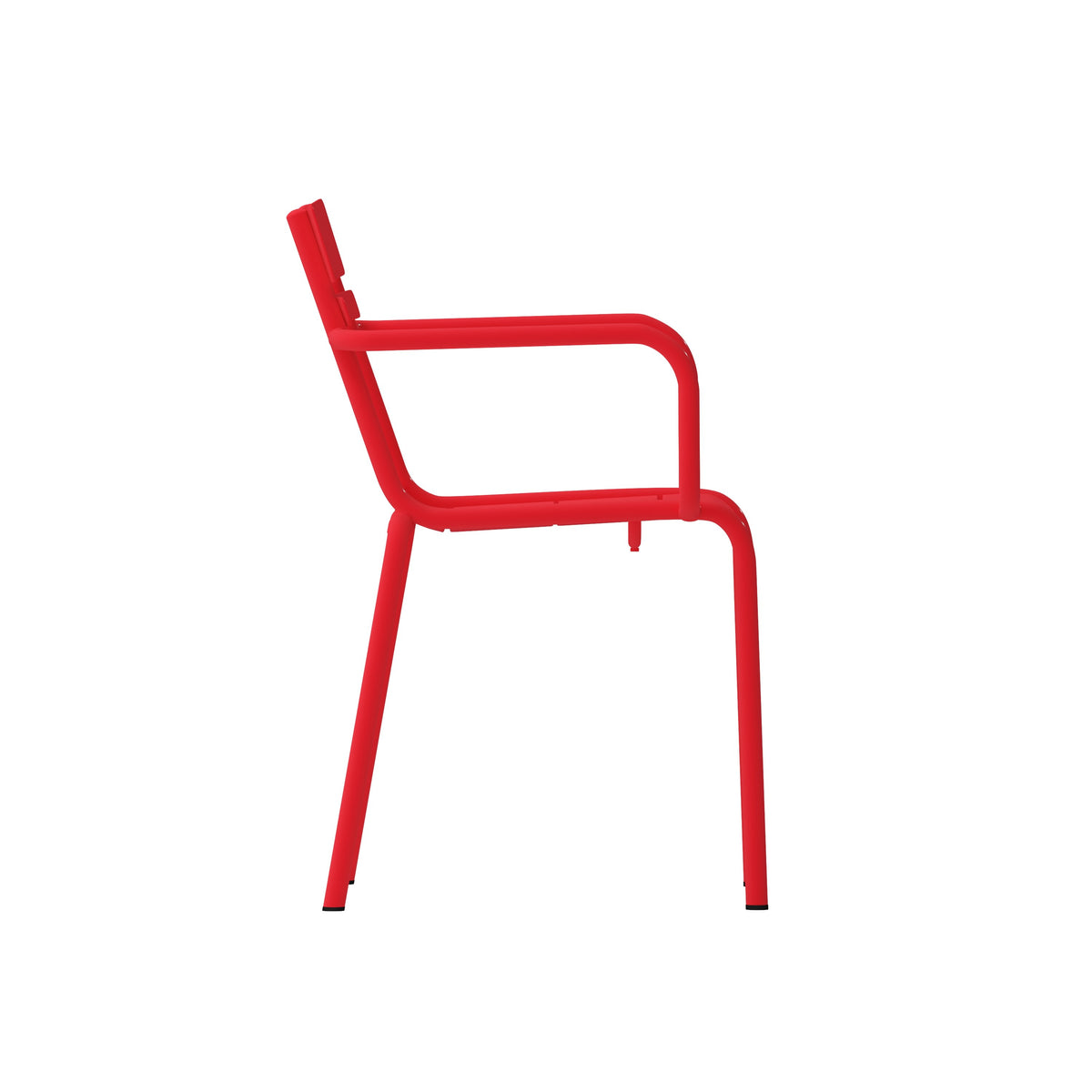 Red |#| Modern Commercial Grade 2 Slat Indoor/Outdoor Steel Chair in Red