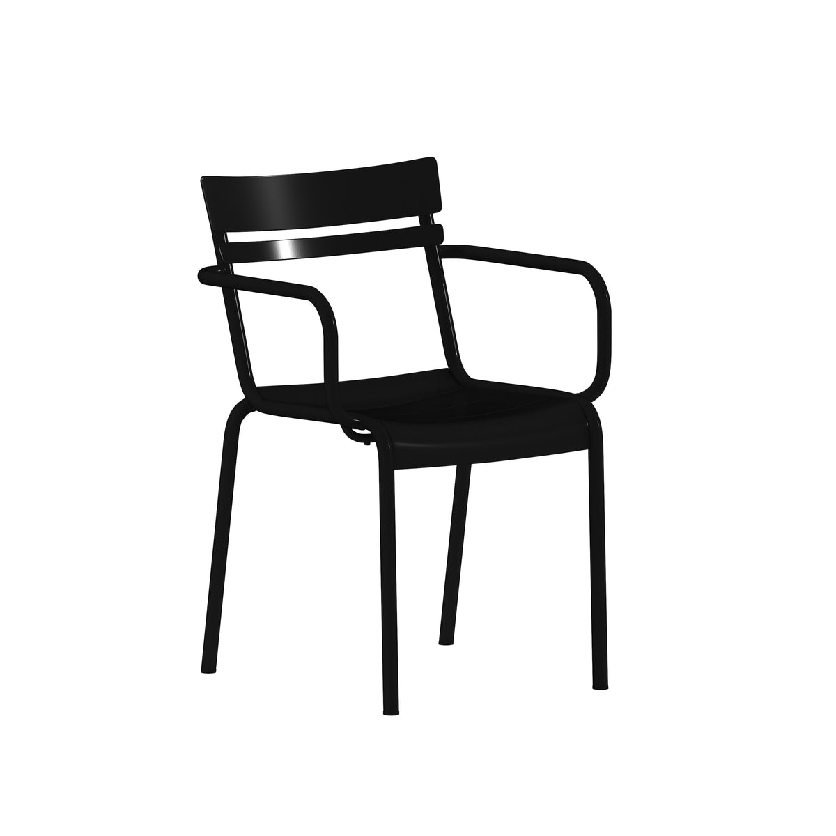 Black |#| Modern Commercial Grade 2 Slat Indoor/Outdoor Steel Chair in Black