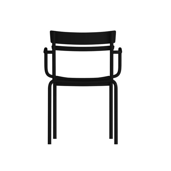 Black |#| Modern Commercial Grade 2 Slat Indoor/Outdoor Steel Chair in Black