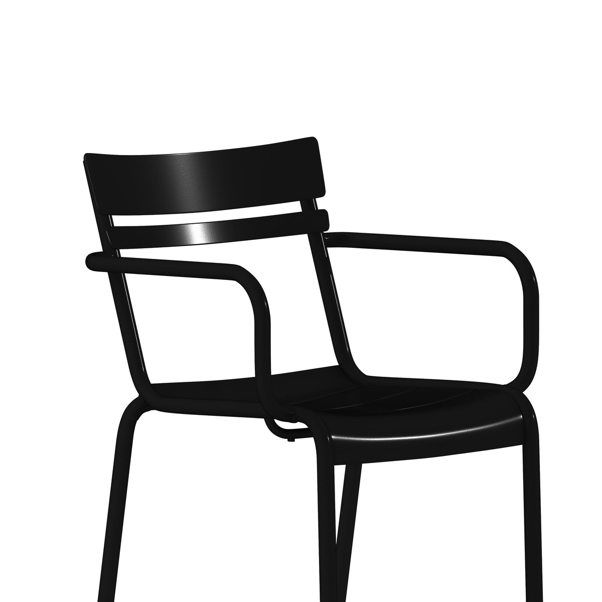 Black |#| Modern Commercial Grade 2 Slat Indoor/Outdoor Steel Chair in Black