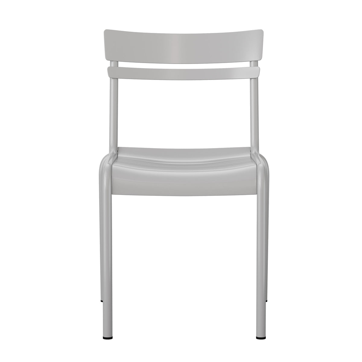 Silver |#| Modern Commercial Grade 2 Slat Indoor/Outdoor Steel Dining Chair in Quicksilver