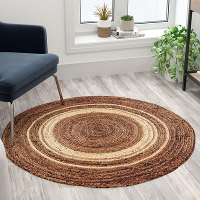 Natural Fiber Jute Area Rug - Braided Indoor Jute Rug - Natural Area Rugs