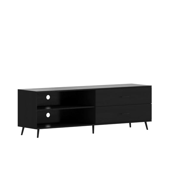 Black |#| TV Stand for up to 60inch TV's with Adjustable Shelf and Storage Drawers - Black